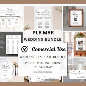 70+  MRR, PLR Wedding Bundle, Commercial Use Invitation Suite bundle, Wedding Templates, Resell Rights, digital download