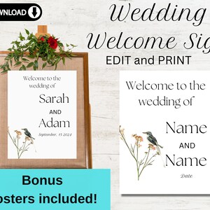 Editable Welcome Sign| Welcome Sign Template, Wild flowers Welcome Canva, DIY Printable Custom Welcome Sign, Wedding sign, Country wedding,
