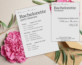 Minimalist Bachelorette Invitation and Itinerary Template, Editable Instant Download, Before she says I DO, Modern Bachelorette Party Invite