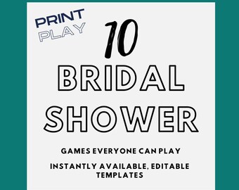 Bridal Shower Games, 10 printable party games, digital download, wedding planner, instant access