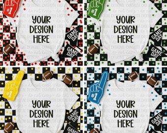 Pacote de mockups de camisa branca de futebol - 4 arquivos PNG de mockup - mockup esportivo moderno - mockup xadrez de futebol - mockup de mascote