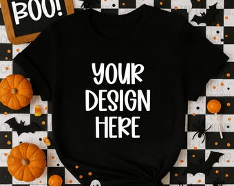 Halloween-mockup zwart shirt - digitaal ontwerp png-bestand