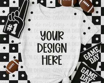 Maquete de camisa branca de futebol - Design digital - Arquivo PNG simulado - Maquete plana esportiva moderna - Maquete de futebol xadrez - Maquete de dia de jogo