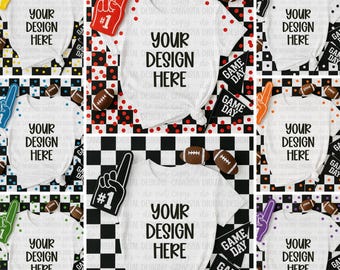 Pacote de mockups de camisa branca de futebol - 8 arquivos PNG de mockup - mockup esportivo moderno - mockup xadrez de futebol - mockup de mascote