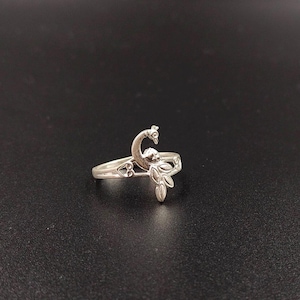 Pfau Silberring 925 Sterling Silber, Eleganter Boho Silberschmuck, Handgemachter Natur-inspirierter Ring