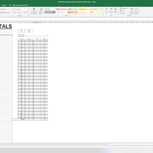 May include: A screenshot of a Microsoft Excel spreadsheet titled "IFTA TOTALS". The spreadsheet contains multiple columns and rows, with data entries. The top of the spreadsheet has a green ribbon with various options.