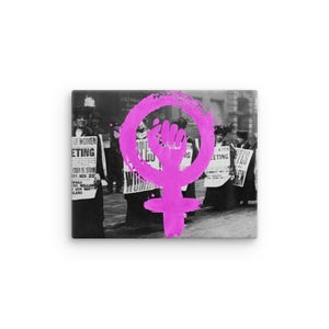 Feministische Wandkunst | Frauen Empowerment Symbol | Protest Kunst | Gleichheits-Bewegungs-Dekor | Inspirierendes Geschenk | Frauenrechte März Leinwand