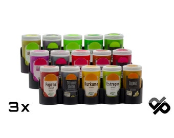 Gewürzhalter 3er / 5er Set für 15 / 25 Gewürzdosen (3x5),(5x5) – Platzsparende Aufbewahrung für Gewürze – Ideal für Küche & Geschenk