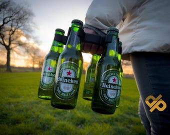 Six-pack beer bottle holder | Drink holder for glass bottles | Gift idea for men | Bottle carrier for picnics, barbecues & festivals