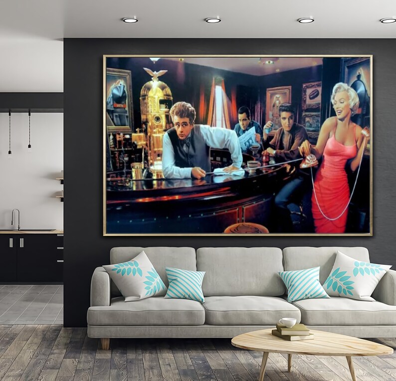 Marilyn Monroe James Dean Elvis Presley at Bar Poster Canvas Etsy