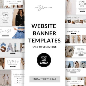 May include: A collection of website banner templates for an online clothing store called "The Boho Factory". The templates feature a variety of images and text, including "New Collection", "Summer Sale", "Find Your Fit", "Shop Our Bestsellers", and "The Big Annual Super Sale".