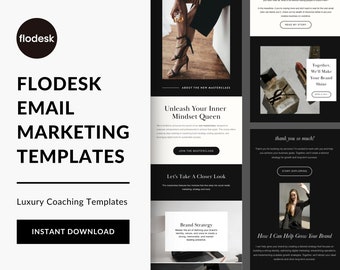 Flodesk メールテンプレート、コーチやクリエイター向けメールレイアウトデザイン、メールニュースレターテンプレート、モダンなメールフロー、ラグジュアリーシリーズ
