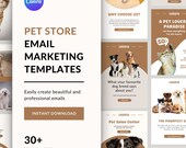 30 Pet Email Template, Dog Cat Pet Lover Vet Template, Pet Shop Email Newsletter Canva