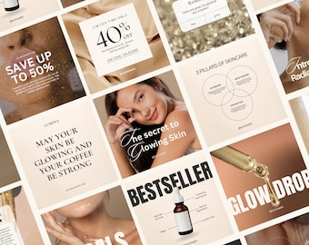 Skincare Instagram Templates, Esthetician Posts, Skincare Social Media Posts, Esthetician Templates Instagram, Skincare Canva Templates