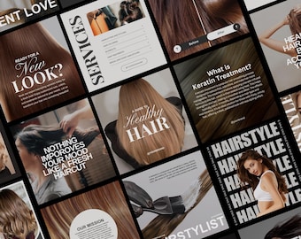 120 Hair Instagram Post Template | Hair Salon Social Media Template | Hairstylist Wig Instagram Template