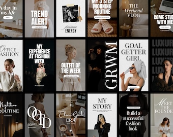 50 Luxury Instagram Reel Covers, Templates for Fashion Content Creators, Dark & Minimal UGC Style