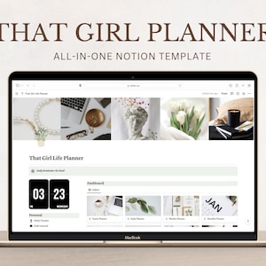 That Girl Notion Planner, Life Planner, All In One Notion Template, Personal Planner, Digital Planner, That Girl Aesthetic Planner