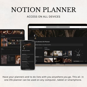 Dark Academia Notion Planner, All In One Notion Template, Personal Planner, Dark Mode Planner, Daily, Weekly, Monthly Planner 2024 image 9