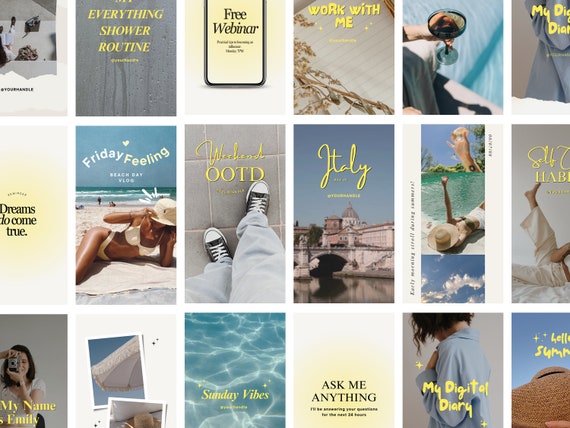 Aesthetic Instagram Reel Covers, Faceless, Luxury Templates for Social Media Managers or Content Creators | Blue Instagram UGC Style