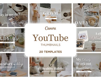 YouTube Channel Branding Kit, Youtube Thumbnails, Editable Canva Templates, Intro Outro, Social Media Kit