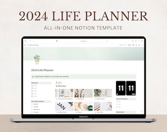 Aesthetic Notion Template, Digital Planner for Daily and Weekly Planning, All in One Life Planner, Bestseller Notion Planner