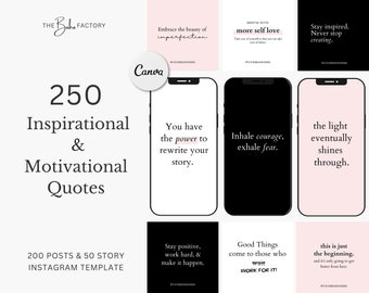 250 Instagram Motivational Quotes, Instagram Post Quotes, Instagram Story and Posts Bundle, Affirmation Quotes, Social Media Quote
