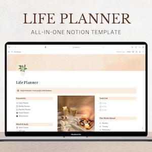 Life Planner Notion Template, Personal Planner, Notion Dashboard, All In One Notion Template, Orange Notion Planner, Editable Template