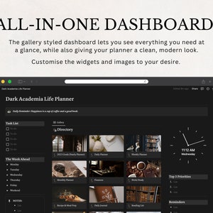 Dark Academia Notion Planner, All In One Notion Template, Personal Planner, Dark Mode Planner, Daily, Weekly, Monthly Planner 2025 image 8