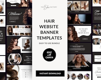 30+ Hair Website Banner Templates, Website Templates for Shopify, Wix, Sleek Hair Shopify Website Banner Pack, Hairstylist, Luxury Banners