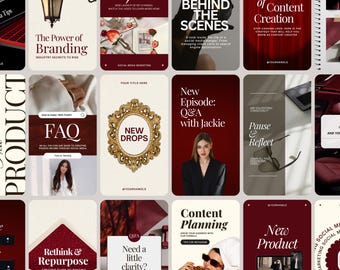 50 Instagram Reel Cover Template Burgund, Instagram Reels Template, Social Media Templates, Social Media Templates, Modernes Template