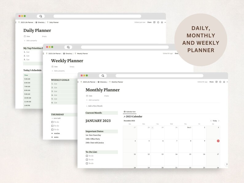 2023 Digital Planner Notion Life Planner All in One Notion Etsy