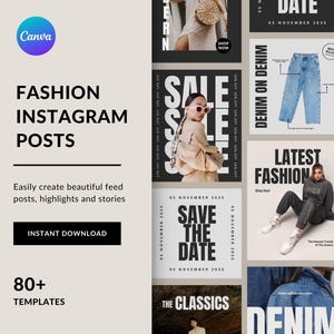80種類以上のファッションInstagramテンプレート、ファッションインスタ、女性・男性向けファッションブランド、Canvaソーシャルメディアテンプレート、美しいInstagramテンプレート