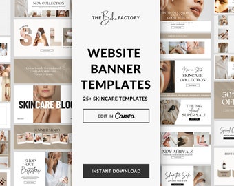 Skincare Website Banners | Canva Skincare Web Banner | Website Banner Set | Skincare Shopify Wix Banners | Skincare Online Store Banner