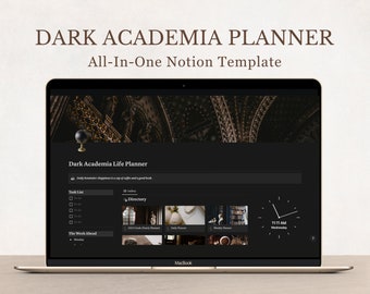 Dark Academia Notion Planner, All In One Notion Template, Personal Planner, Dark Mode Planner, Daily, Weekly, Monthly Planner 2025