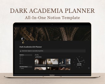 Dark Academia Notion Planner, All In One Notion Template, Personal Planner, Dark Mode Planner, Daily, Weekly, Monthly Planner 2024