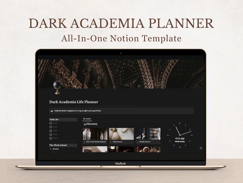 notion life planner, dark academia aesthetic, Notion template, Notion 2023 Planner, Notion dashboard, Digital planner, Academic Notion. finances, organisation, journal, tracker, tasks