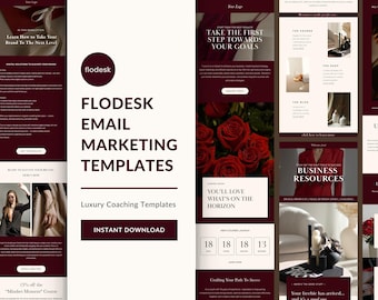 Flodesk Email Marketing Templates, Luxury Coaching Email Newsletter Templates, Business Email Sequence, Canva Brand Marketing Kit