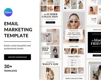 Email Marketing Template Canva Bundle, Fully Editable Newsletter Template Kit, Ecommerce Email, Sales email Content