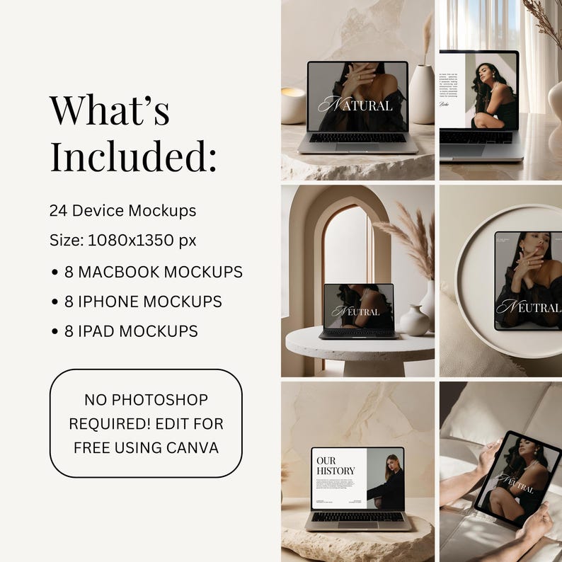 24 Device Mockup Bundle for Canva, Laptop Mockups, iPhone Mockups ...