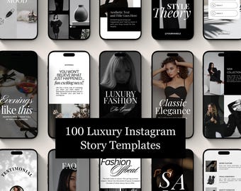 100 Luxus Instagram Story-Vorlagen: Canva bearbeitbares Social Media Bundle (PDF-Download), ästhetisches Instagram