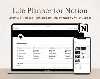 2026 Planner for Notion, All In One Notion Organizer, Notion Planner, 2026 Digital Planner, Smart Goals, Finance, Fitness, Academic Planner