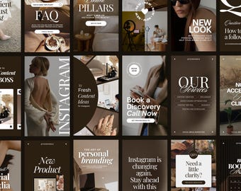 50 Aesthetic Instagram Reel Covers, Faceless, Luxury Templates for Social Media Managers or Content Creators | Brown UGC Style