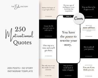 250 Motivationszitat-Vorlagen, Instagram Posts & Stories, Canva bearbeitbar, Zitate zur Stärkung der Frau, tägliche inspirierende Zitate