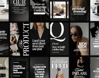 50 Aesthetic Instagram Reel Covers, Faceless Luxury Templates for Social Media Managers or Content Creators | Dark & Modern UGC Style