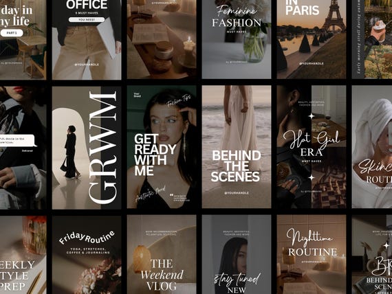 50 Faceless Marketing Instagram Reels Cover, Digital Product Seller IG Post, Content Creator Reel Covers for Canva, Girl Boss ugc reel cover