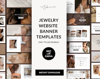 Jewelry Website Banner Template, Website Banner for Canva - Website Header Website Kit, Wix Banner, Shopify Banner Kit for Jewelry Brands
