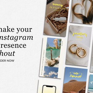 May include: A collage of nine Instagram story templates with various themes, including unboxing, jewelry haul, summer, and weekend outfit. The templates feature a mix of text, images, and graphics in a modern and trendy style.