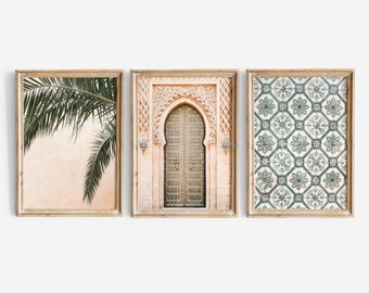 Morocco Print Set of 3, Travel Print Gallery Wall Set, Islamic Wall Art, Marrakech Wall Art, Boho Wall Art Decor - Digital Download