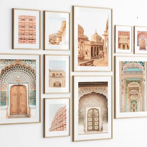 India City Set of 10 Gallery Wall Art, India Travel Gallery, Cityscape Wall Art, Boho Art Door Prints, India Wall Art, Jaipur Rajasthan