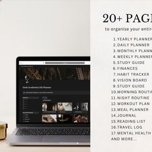 Dark Academia Notion Planner, All In One Notion Template, Personal Planner, Dark Mode Planner, Daily, Weekly, Monthly Planner 2025 image 2